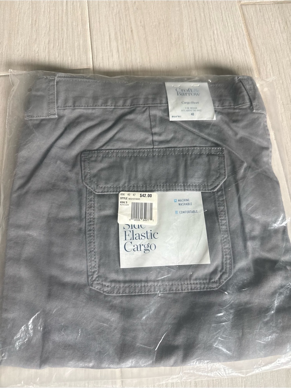 Croft & Barrow Men's Gray Cargo Pants with Side Elastic